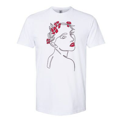 Lady Floral Outline Illustration Softstyle® CVC T-Shirt