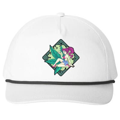 Lady Smoking Cannabis Diamond Snapback Five-Panel Rope Hat