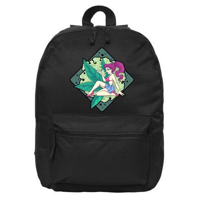 Lady Smoking Cannabis Diamond 16 in Basic Backpack