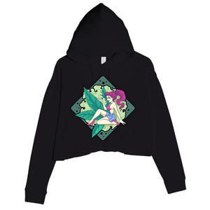 Lady Smoking Cannabis Diamond Crop Fleece Hoodie