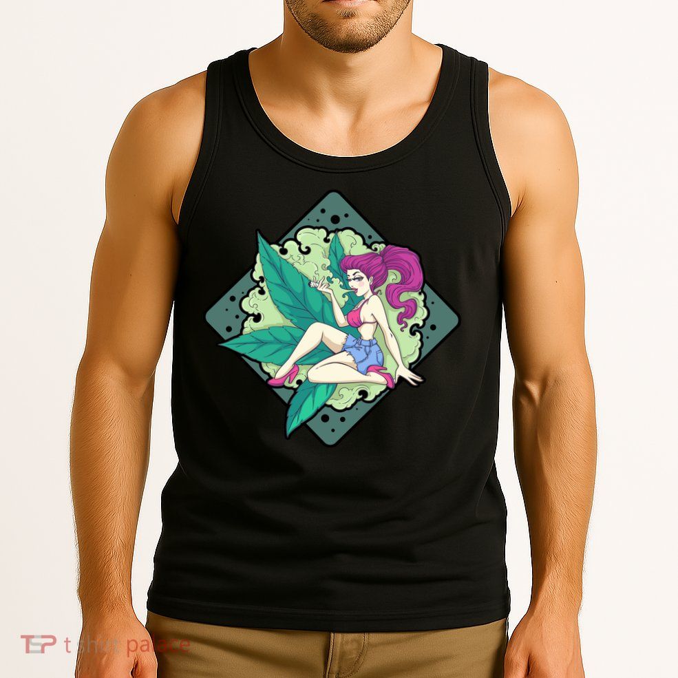 Lady Smoking Cannabis Diamond Tank Top