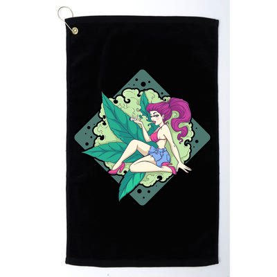 Lady Smoking Cannabis Diamond Golf Towel