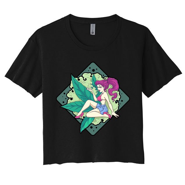 Lady Smoking Cannabis Diamond Crop Top