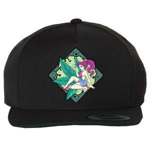 Lady Smoking Cannabis Diamond Wool Snapback Cap