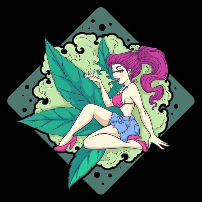 Lady Smoking Cannabis Diamond Zip Tote Bag
