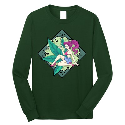 Lady Smoking Cannabis Diamond Long Sleeve Shirt