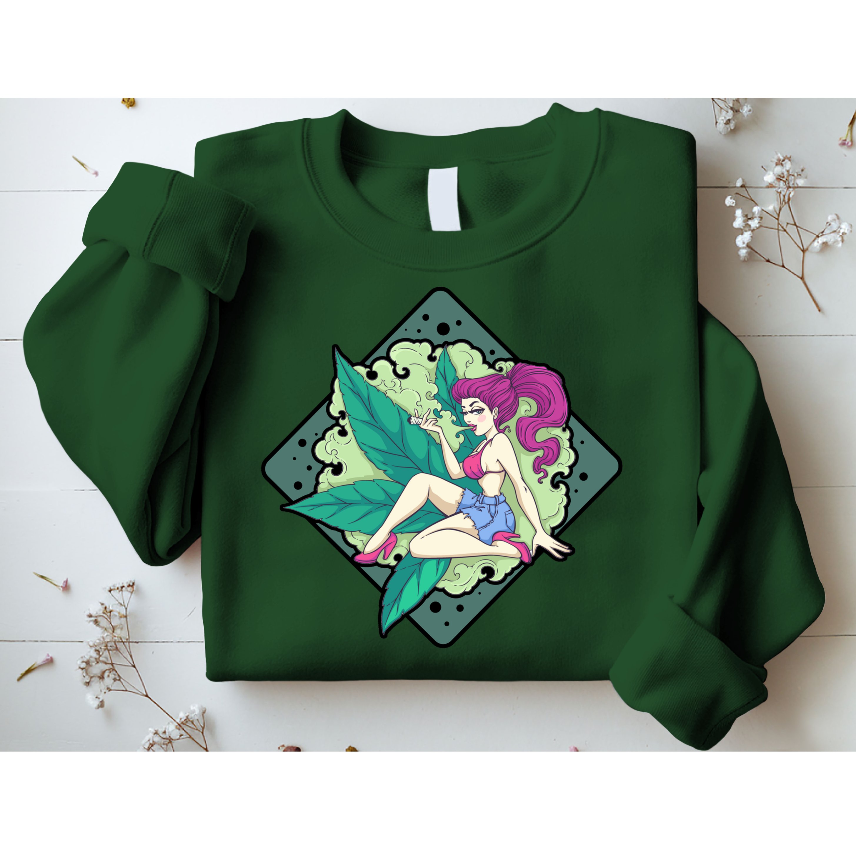 Lady Smoking Cannabis Diamond Sweatshirt