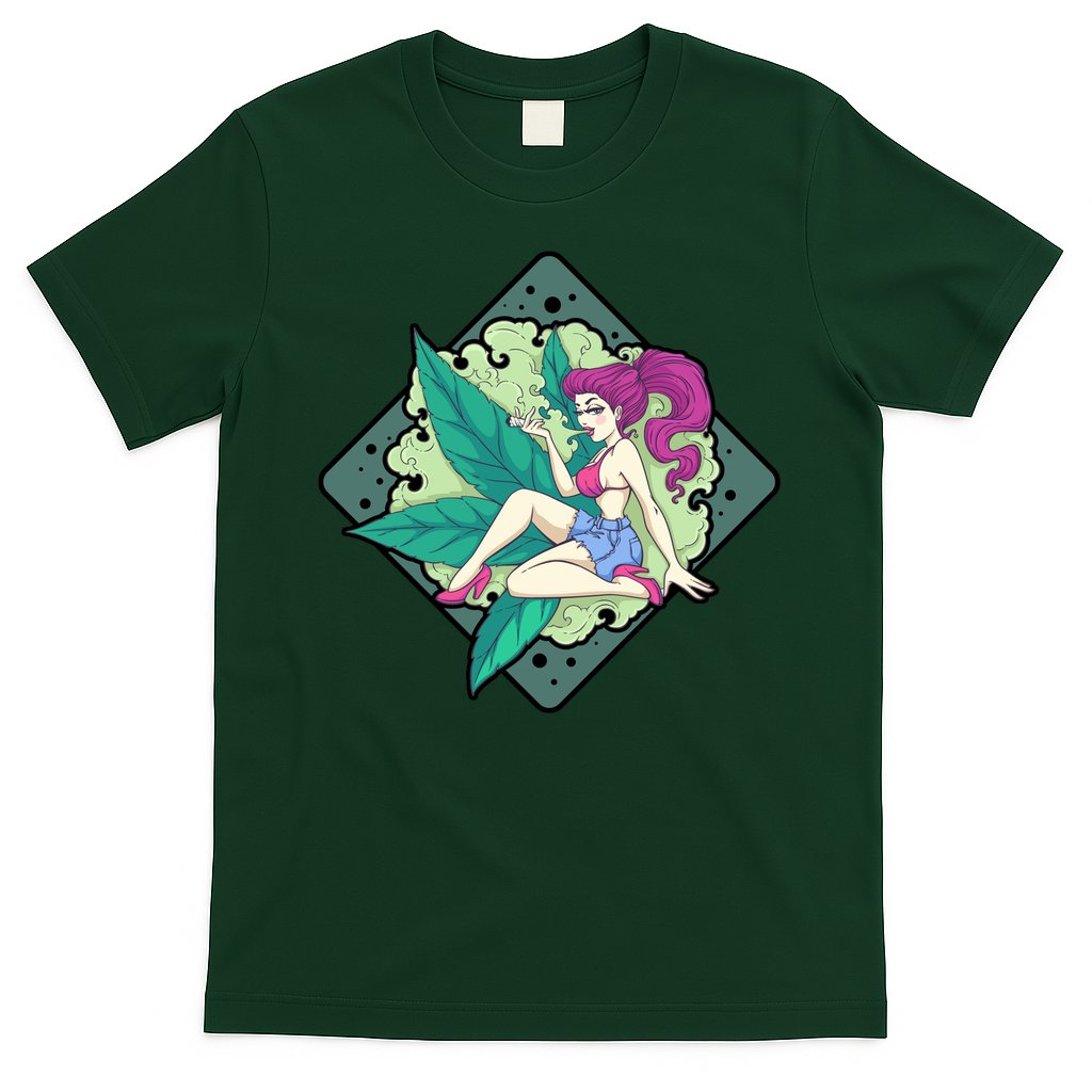 Lady Smoking Cannabis Diamond T-Shirt