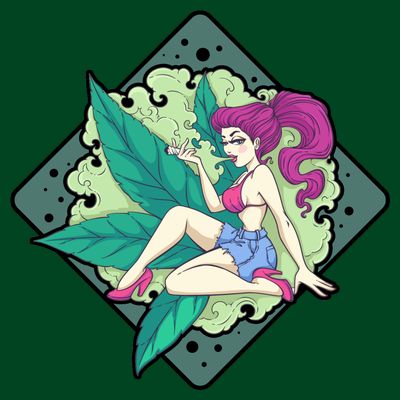 Lady Smoking Cannabis Diamond T-Shirt