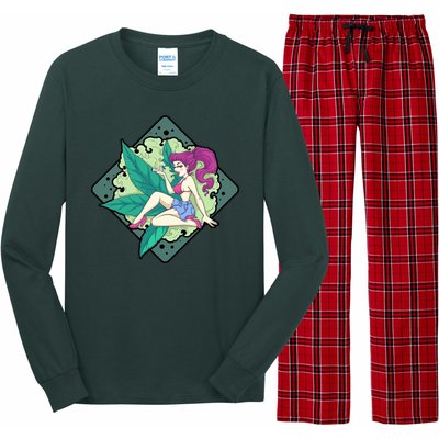 Lady Smoking Cannabis Diamond Long Sleeve Pajama Set