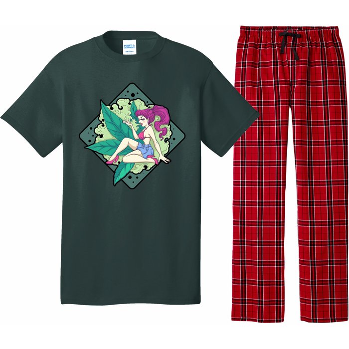 Lady Smoking Cannabis Diamond Pajama Set