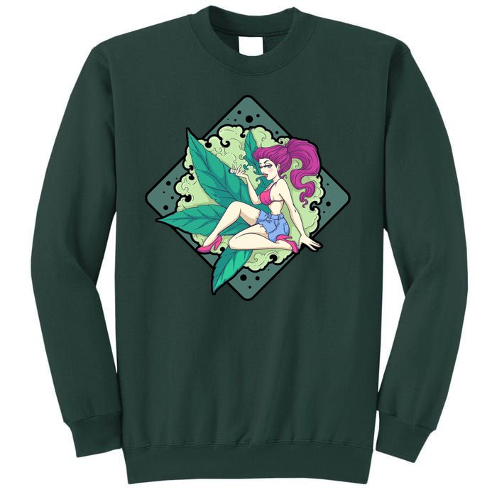 Lady Smoking Cannabis Diamond Tall Sweatshirt