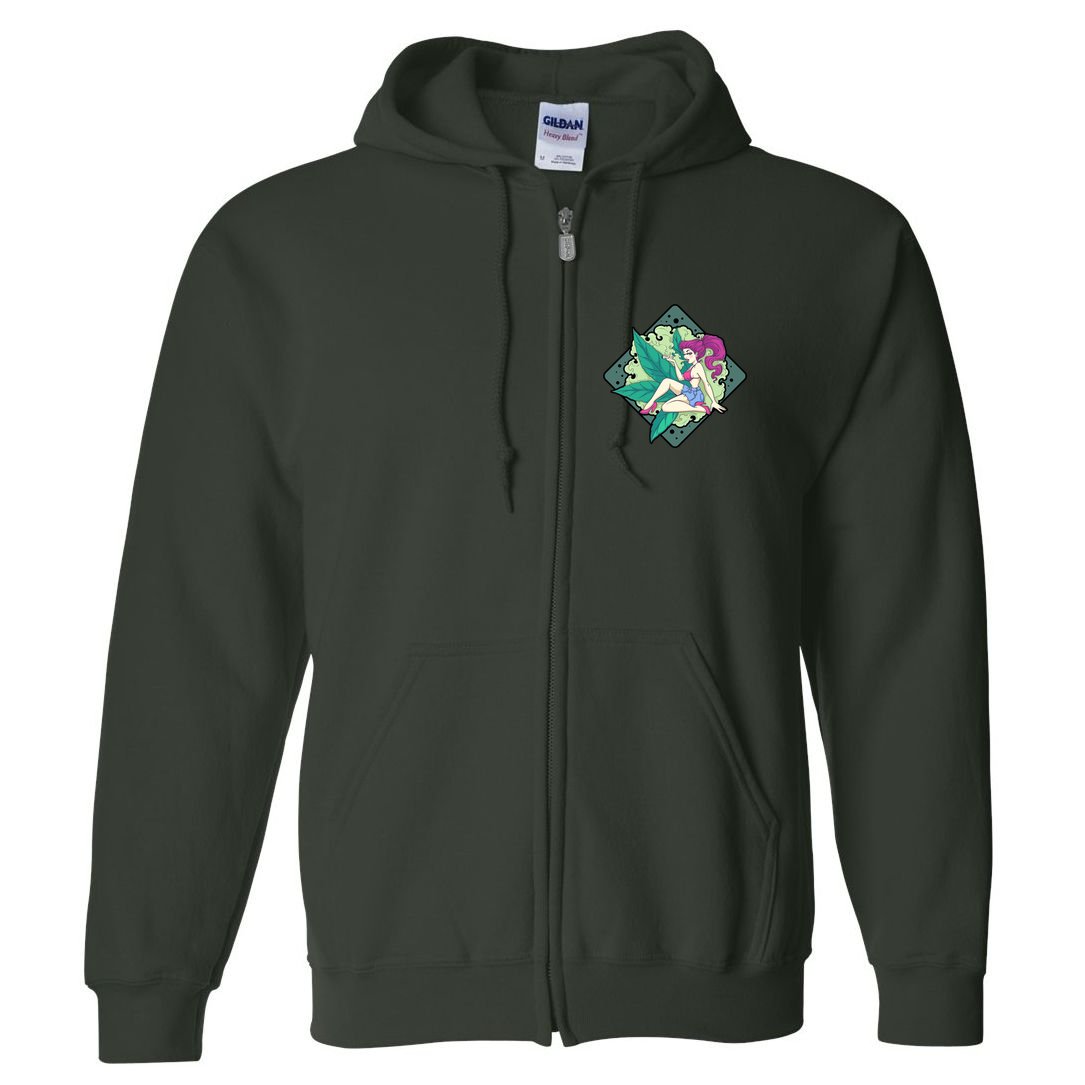Lady Smoking Cannabis Diamond Full Zip Hoodie