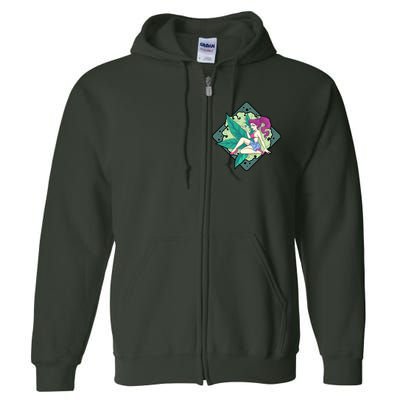 Lady Smoking Cannabis Diamond Full Zip Hoodie