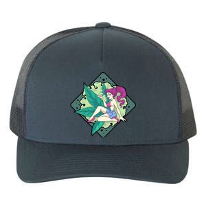 Lady Smoking Cannabis Diamond Yupoong Adult 5-Panel Trucker Hat