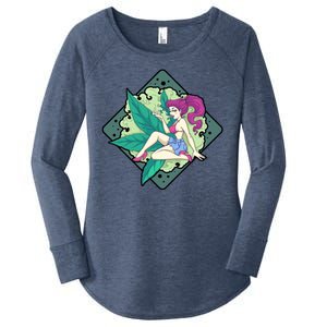 Lady Smoking Cannabis Diamond Women's Perfect Tri Tunic Long Sleeve Shirt