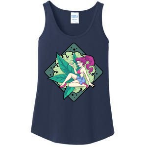 Lady Smoking Cannabis Diamond Ladies Essential Tank