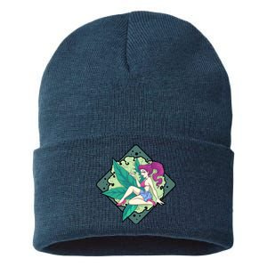 Lady Smoking Cannabis Diamond Sustainable Knit Beanie