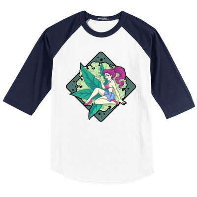 Lady Smoking Cannabis Diamond Baseball Sleeve Shirt