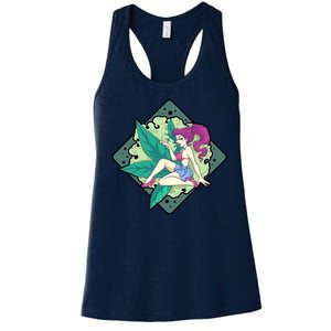 Lady Smoking Cannabis Diamond Women's Racerback Tank