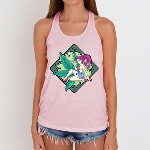 Lady Smoking Cannabis Diamond Women's Knotted Racerback Tank