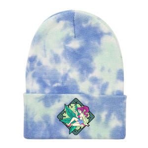 Lady Smoking Cannabis Diamond Tie Dye 12in Knit Beanie