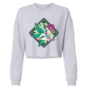 Lady Smoking Cannabis Diamond Cropped Pullover Crew