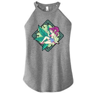 Lady Smoking Cannabis Diamond Women's Perfect Tri Rocker Tank