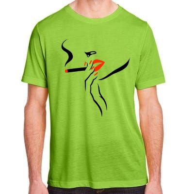 Lady Smoking Simplistic Silhouette Adult ChromaSoft Performance T-Shirt