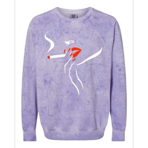 Lady Smoking Simplistic Silhouette Colorblast Crewneck Sweatshirt