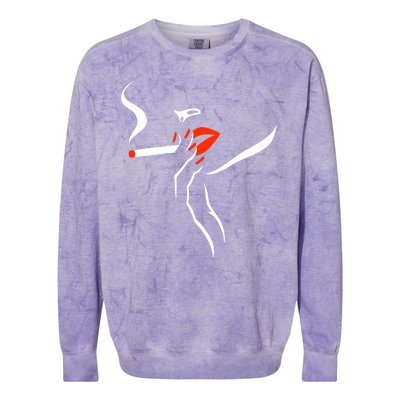 Lady Smoking Simplistic Silhouette Colorblast Crewneck Sweatshirt