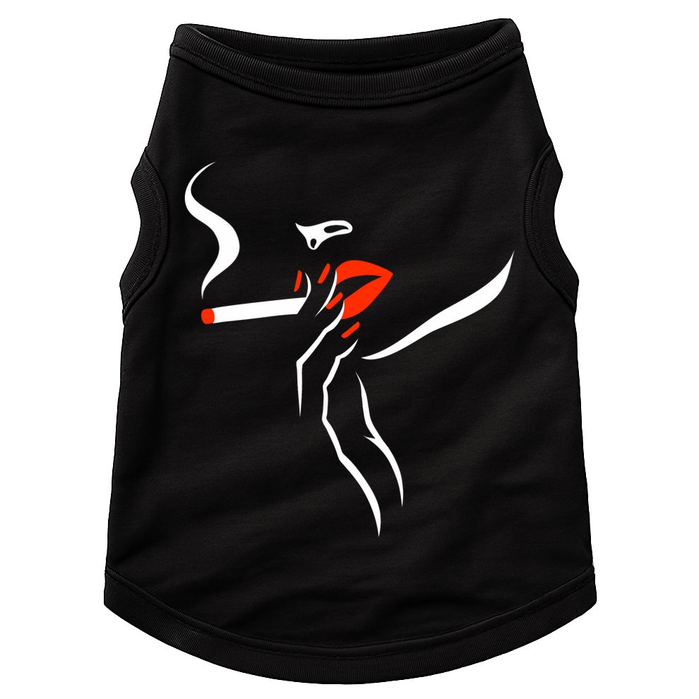 Lady Smoking Simplistic Silhouette Doggie Tank