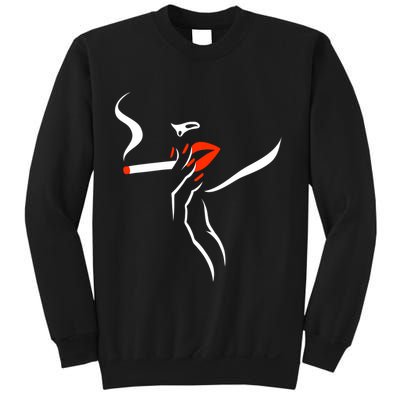 Lady Smoking Simplistic Silhouette Sweatshirt