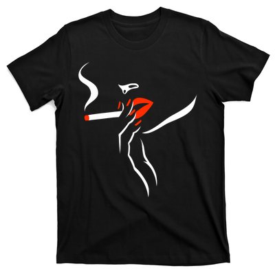 Lady Smoking Simplistic Silhouette T-Shirt