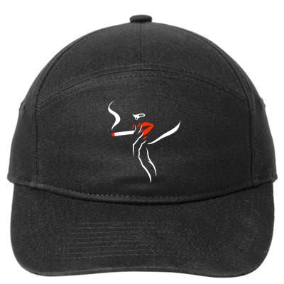 Lady Smoking Simplistic Silhouette 7-Panel Snapback Hat