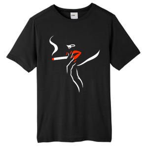 Lady Smoking Simplistic Silhouette Tall Fusion ChromaSoft Performance T-Shirt