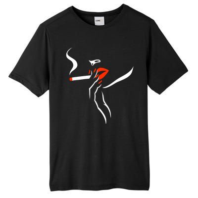 Lady Smoking Simplistic Silhouette Tall Fusion ChromaSoft Performance T-Shirt