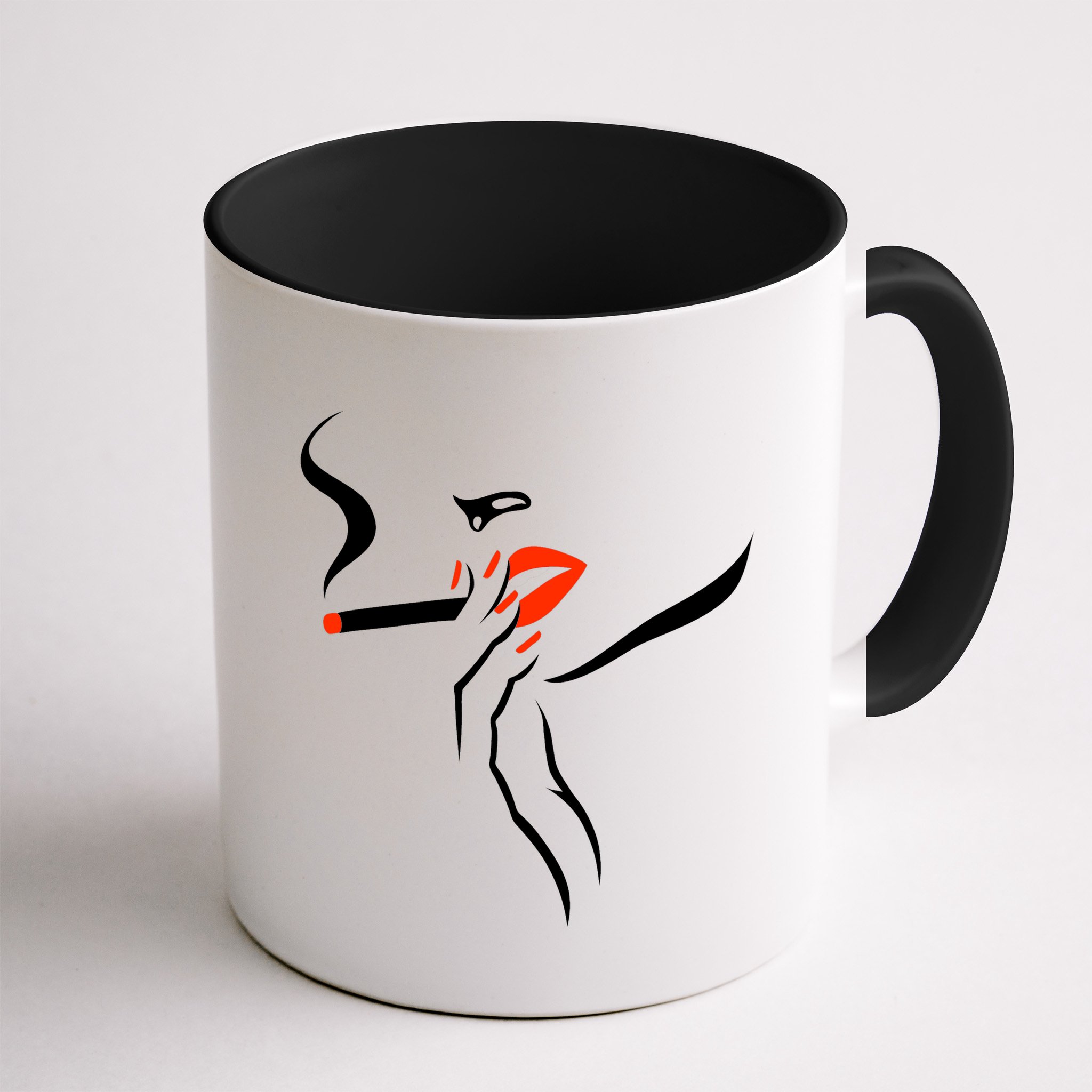 Lady Smoking Simplistic Silhouette Mug