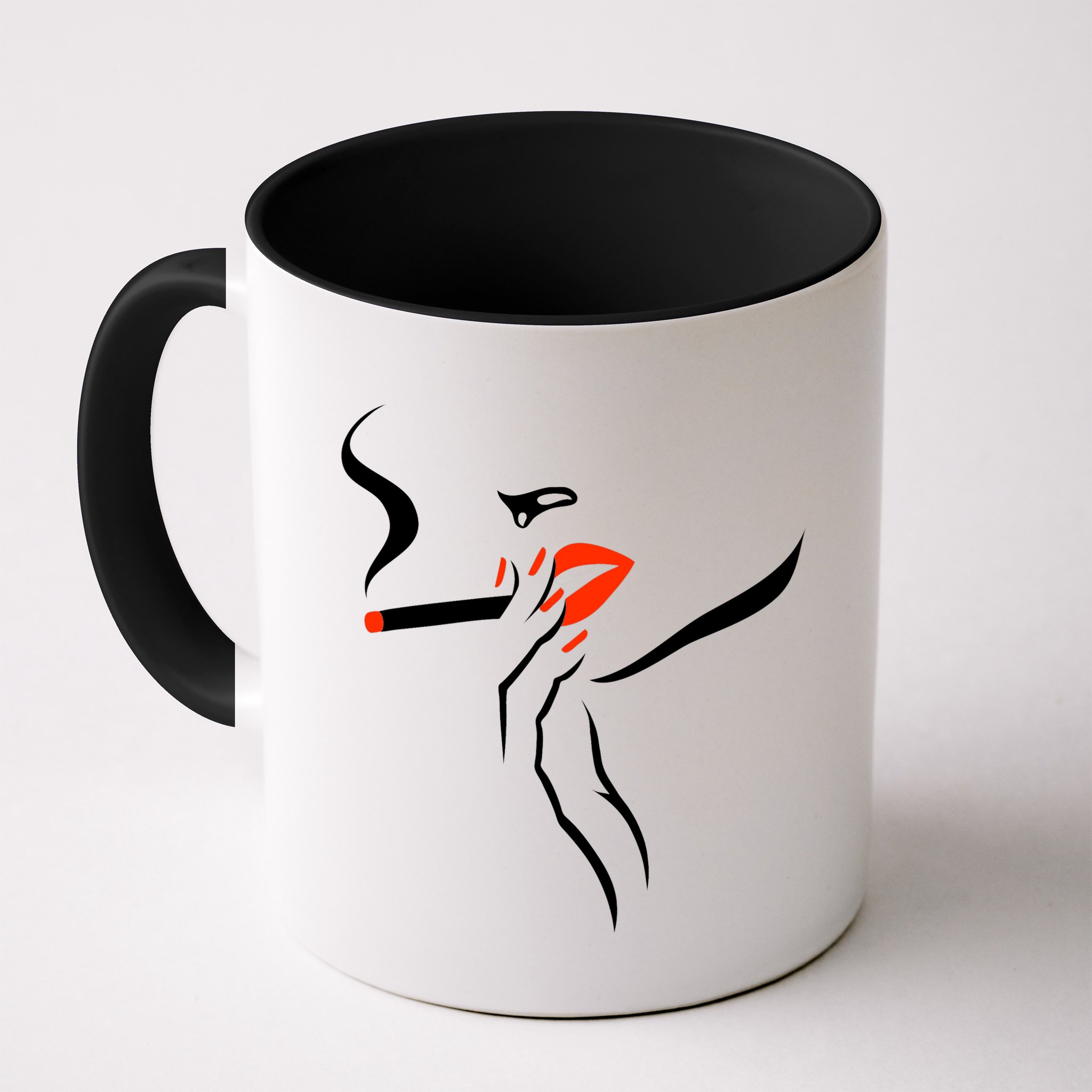 Lady Smoking Simplistic Silhouette Mug