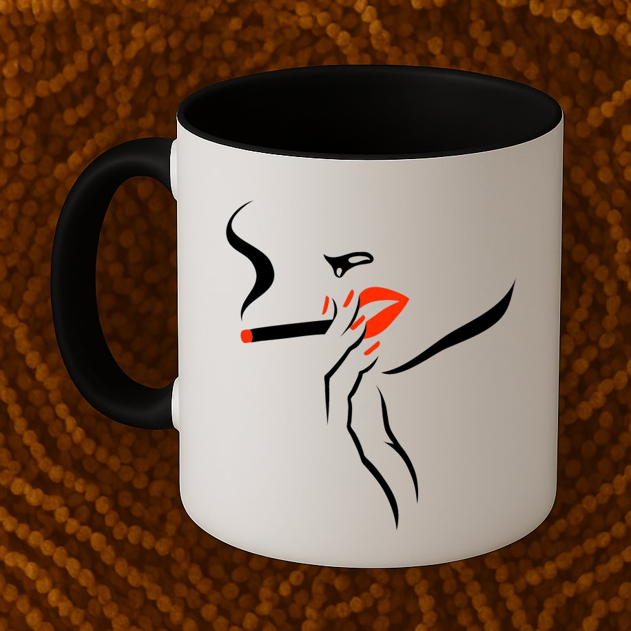 Lady Smoking Simplistic Silhouette Mug