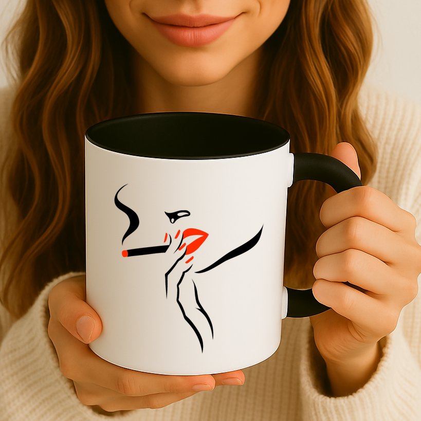 Lady Smoking Simplistic Silhouette Mug