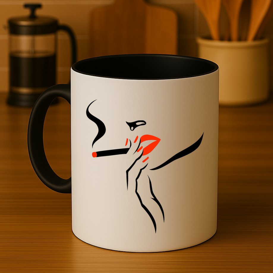 Lady Smoking Simplistic Silhouette Mug
