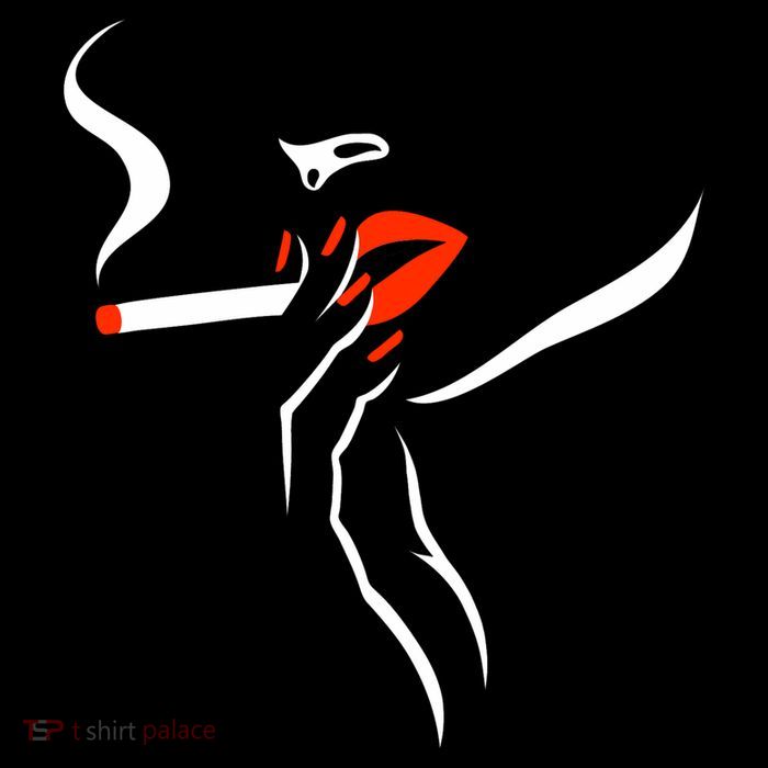 Lady Smoking Simplistic Silhouette Drawstring Bag