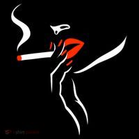 Lady Smoking Simplistic Silhouette Flatbill Hat