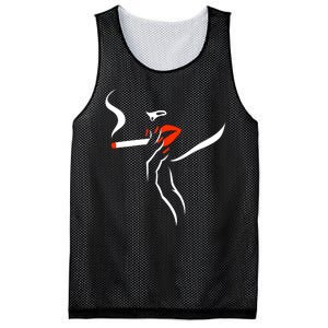 Lady Smoking Simplistic Silhouette Mesh Reversible Basketball Jersey Tank