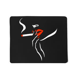 Lady Smoking Simplistic Silhouette Mousepad