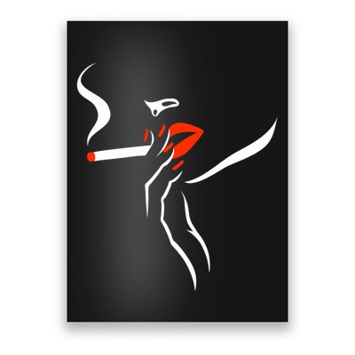 Lady Smoking Simplistic Silhouette Poster