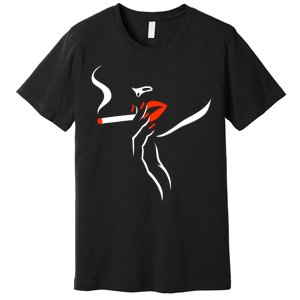 Lady Smoking Simplistic Silhouette Premium T-Shirt