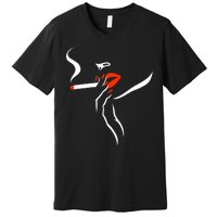 Lady Smoking Simplistic Silhouette Premium T-Shirt