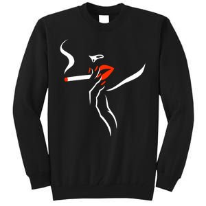 Lady Smoking Simplistic Silhouette Tall Sweatshirt